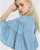 Robe volantée bleu clair