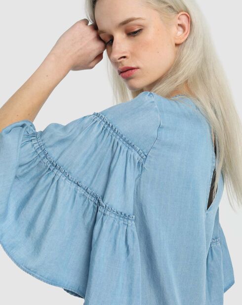 Robe volantée bleu clair