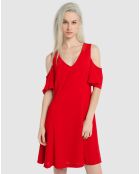 Robe épaules dénudées rouge