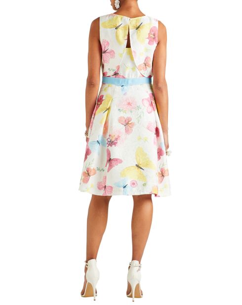 Robe patineuse fluide imprimé floral  ivoire