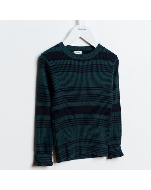 Pull Glava à rayures vert émeraude/noir