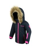 Veste de ski Pingouin col fausse fourrure bleu foncé