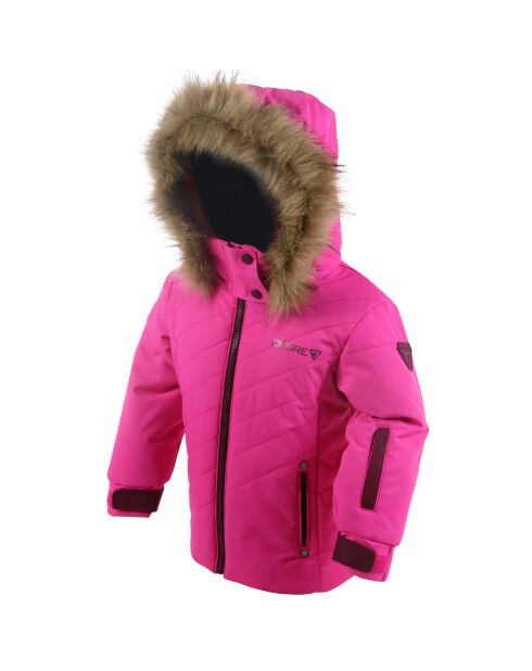 Veste de ski Pingouin col fausse fourrure rose