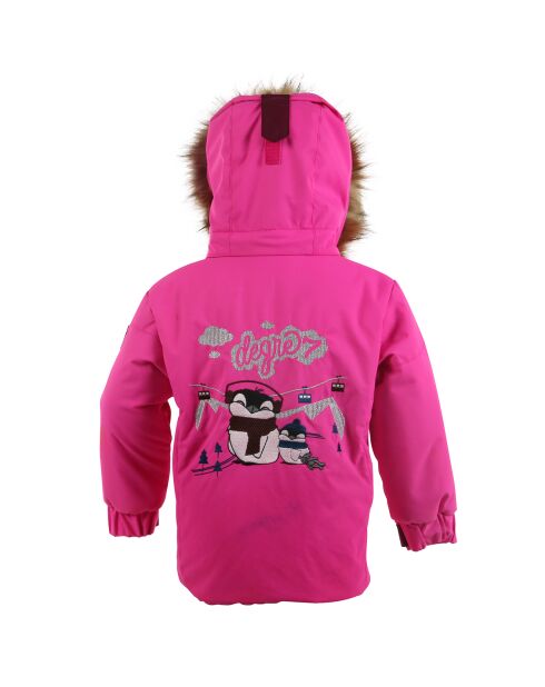 Veste de ski Pingouin col fausse fourrure rose