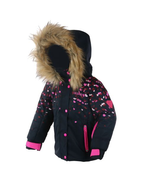 Veste de ski Rose col fausse fourrure marine
