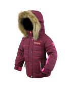 Giacca da sci da neve con collo in pelliccia sintetica viola
