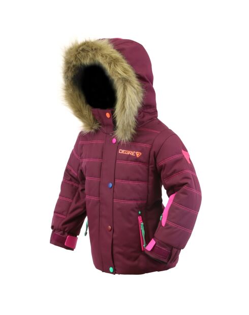 Giacca da sci da neve con collo in pelliccia sintetica viola