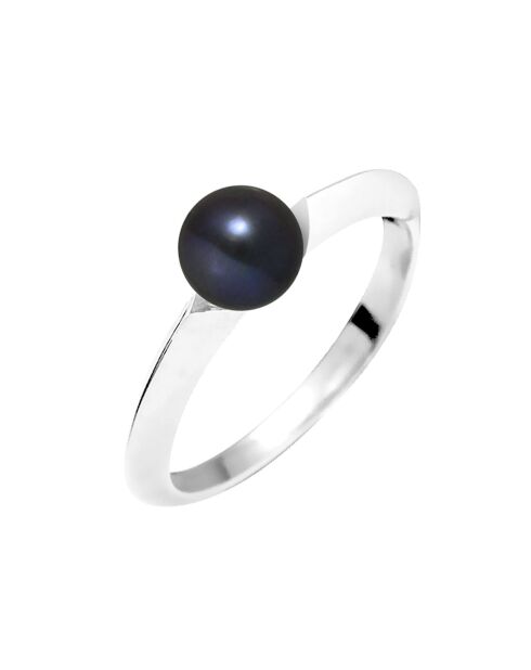 Bague Lara Or Blanc Perle d'Eau Douce noir Tahiti
