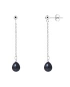 Orecchini in oro bianco con perle d'acqua dolce nere