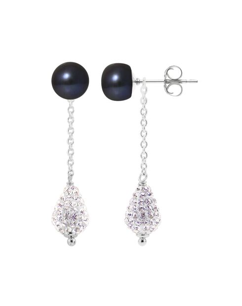 Boucles d'oreilles Argent Perles d'Eau Douce noires