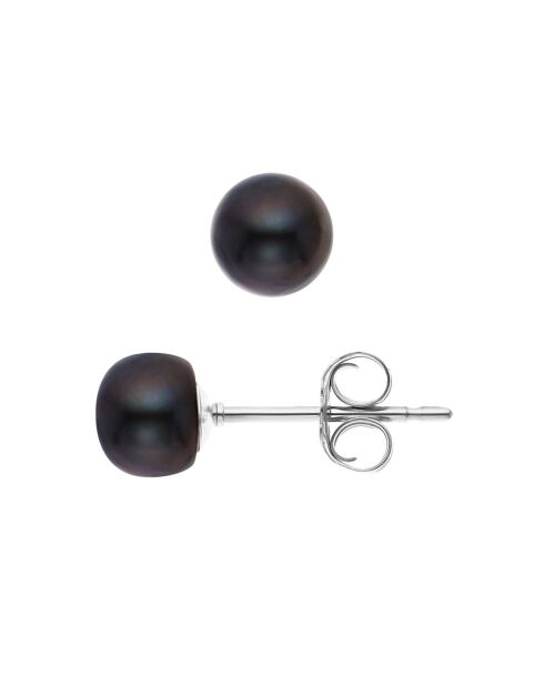 Boucles d'oreilles Cara Argent Perles d'Eau Douce noires