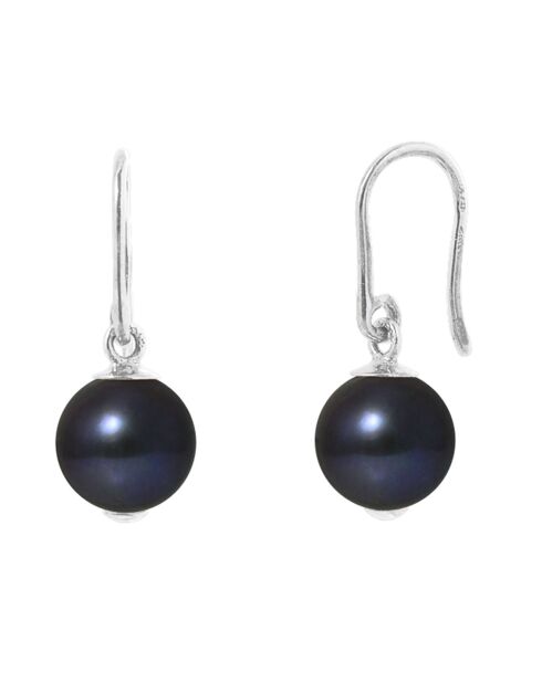 Boucles d'oreilles Anémone Argent Perle d'Eau Douce noir Tahiti