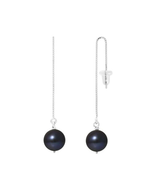 Boucles d'oreilles Argent Perles de Tahiti noires 9-10 mm