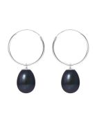 Boucles d'oreilles Argent Perles d'Eau Douce noires 7-8 mm