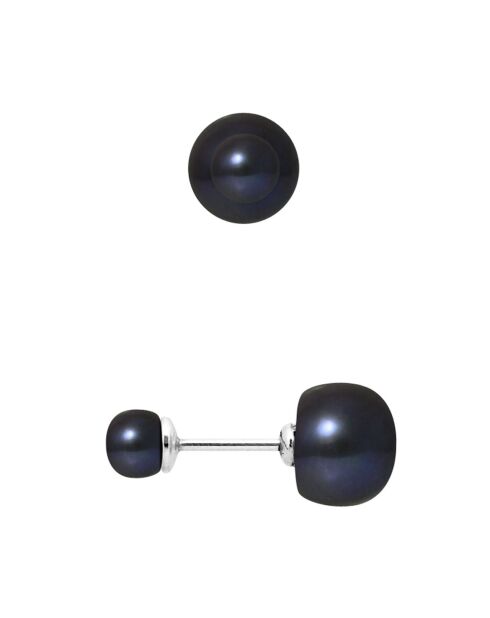 Boucles d'oreilles Chloé Argent Perle d'Eau Douce noir Tahiti