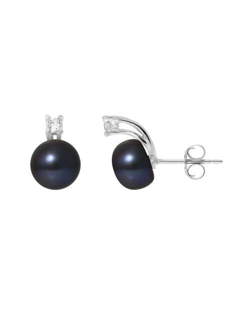 Boucles d'oreilles Argent Perles d'Eau Douce noires