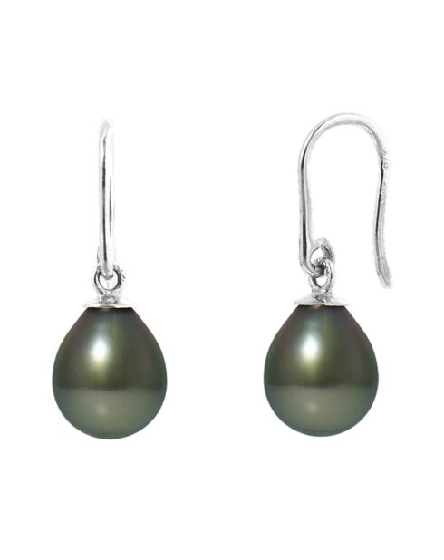 Pendientes Yveline Silver con perlas tahitianas gris/verdes
