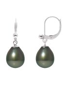 Boucles d'oreilles Térébentine Argent & Perles de Tahiti gris/vert