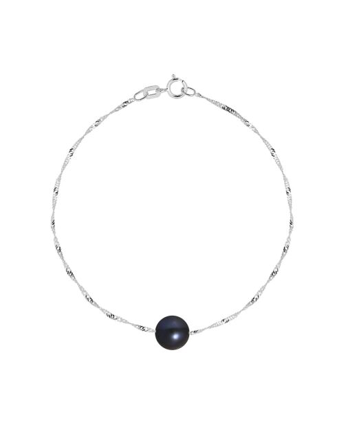 Bracelet Bleuet Or Blanc Perle d'Eau Douce noir Tahiti