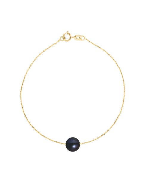 Bracelet Yolan Or Jaune Perle d'Eau Douce noir Tahiti