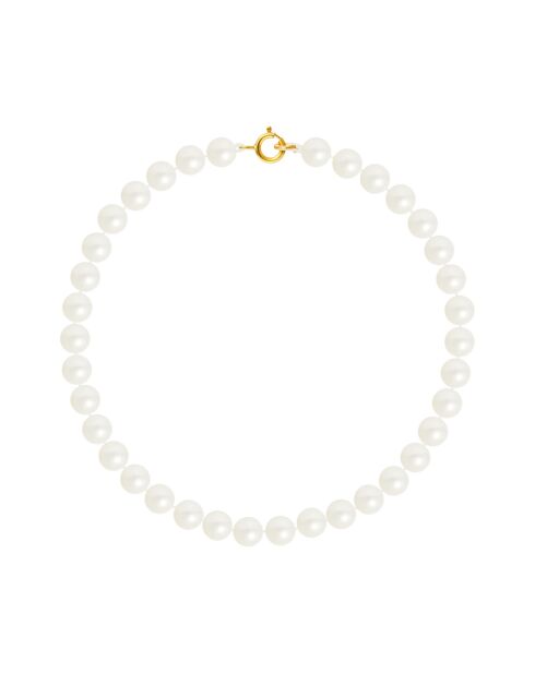 Natürliches weißes Süßwasserperlen-Gelbgoldarmband