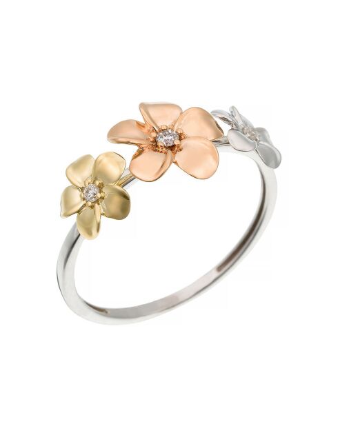 Bague Ikebana Diamants 0.05 ct or tricolore