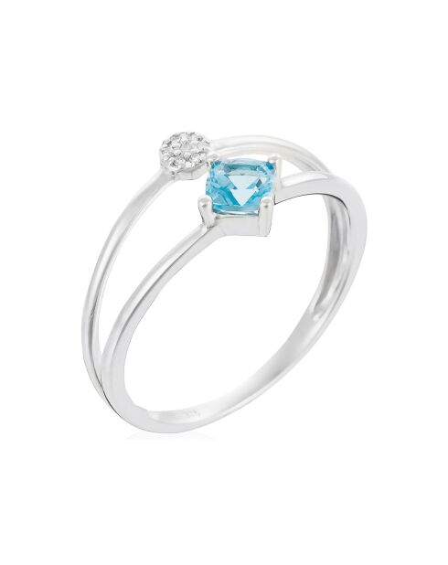 Bague Diamants 0.021 ct & Topaze 0.39 ct or blanc