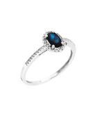 Bague Royal Blue Diamants 0.10 ct Saphir 0.74 ct or blanc