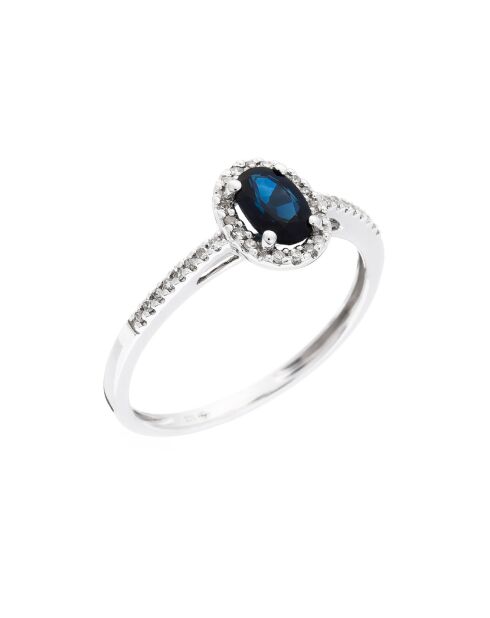 Bague Royal Blue Diamants 0.10 ct Saphir 0.74 ct or blanc