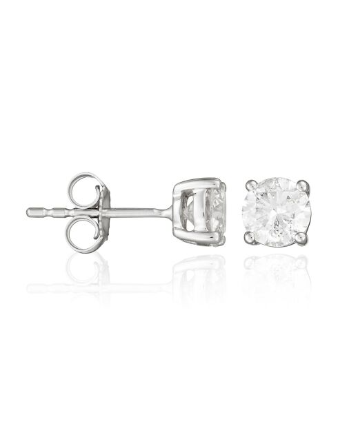 Enkele diamanten oorbellen met 1 karaat witgouden diamant