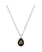 Pendentif & Chaîne Perle Noire or blanc