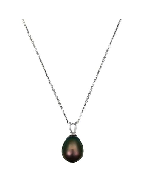 Pendentif & Chaîne Perle Noire or blanc
