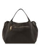 Zwarte Allegra leren handtas - 30x20x14 cm