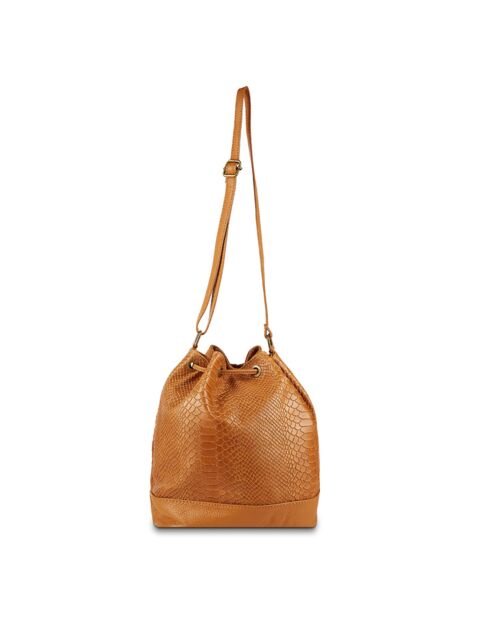 Beuteltasche aus Leder in Kamelkirschrot, 33 x 28 x 14 cm