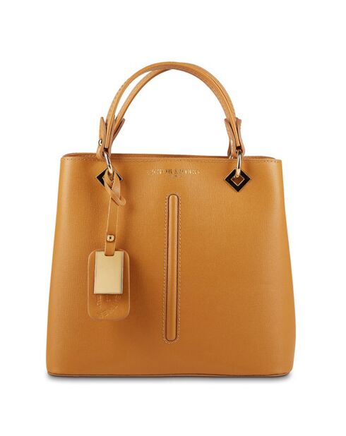 Camel Flamme Lederhandtasche - 28x24x14 cm