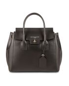 Jane zwarte leren handtas - 36x35x24 cm