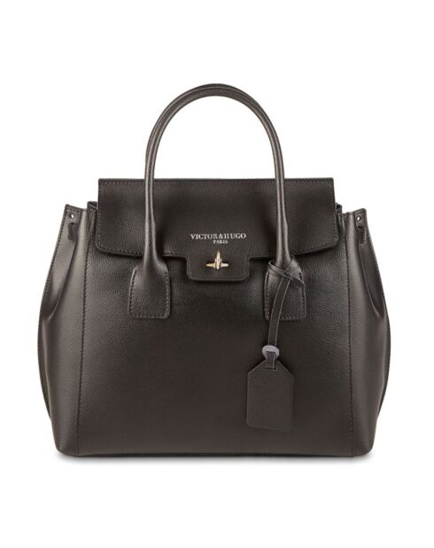 Jane zwarte leren handtas - 36x35x24 cm