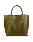 Bolso de piel de lava caqui - 32x32x10 cm