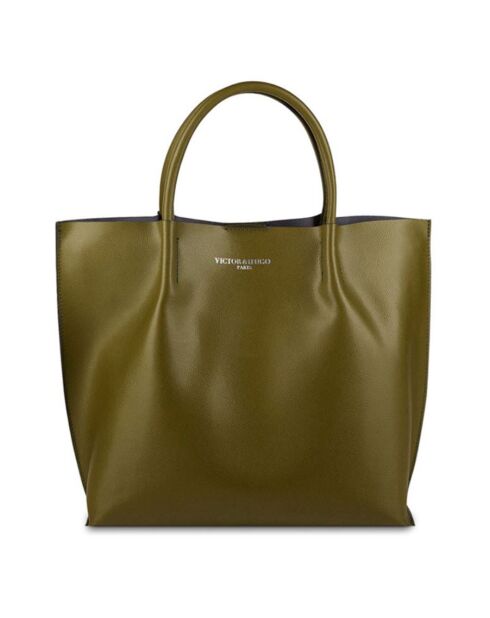 Bolso de piel de lava caqui - 32x32x10 cm