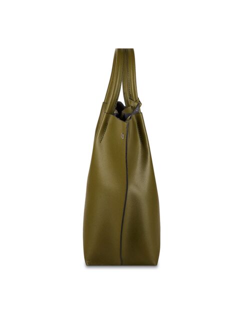 Bolso de piel de lava caqui - 32x32x10 cm