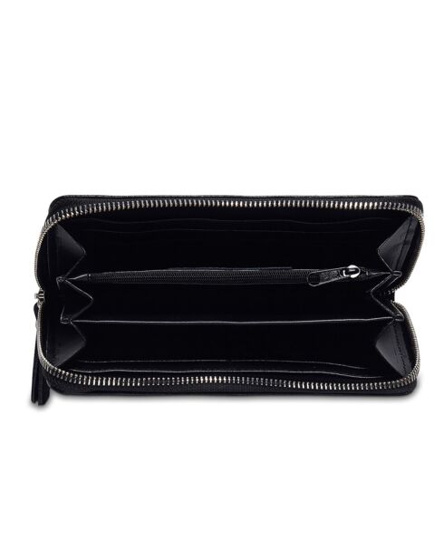 Portefeuille en Cuir Kaya noir - 19.5x10.5 cm