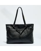 Sac cabas en Cuir Ly noir - 40x29.5x11 cm
