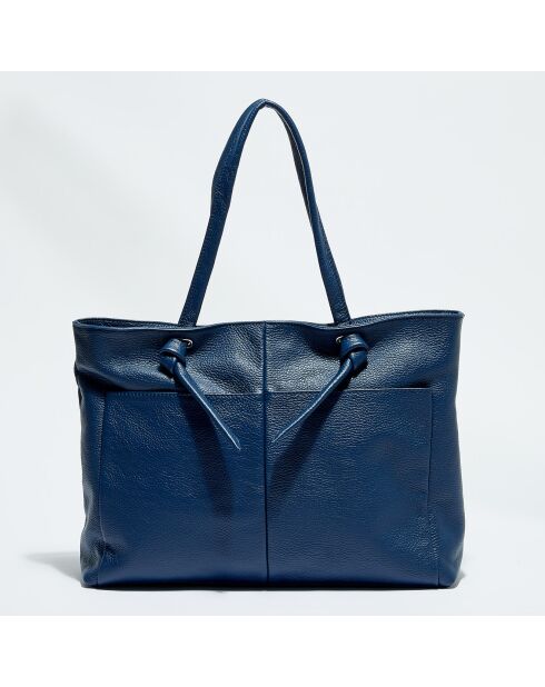 Sac cabas en Cuir Ly marine - 40x29.5x11 cm