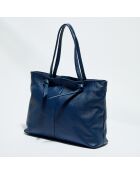 Sac cabas en Cuir Ly marine - 40x29.5x11 cm
