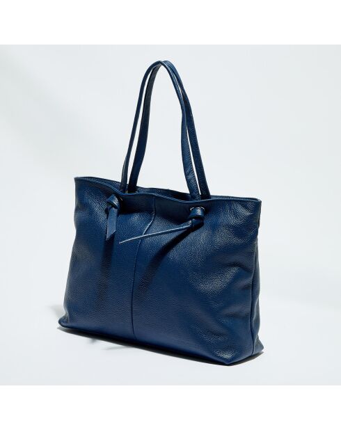 Sac cabas en Cuir Ly marine - 40x29.5x11 cm