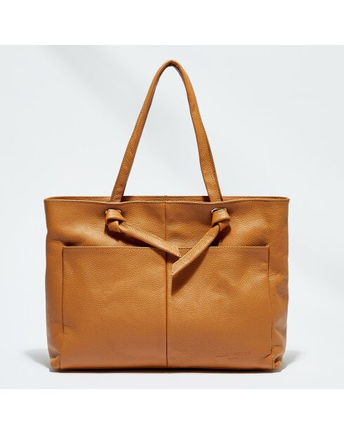Sac cabas en Cuir Ly camel - 40x29.5x11 cm