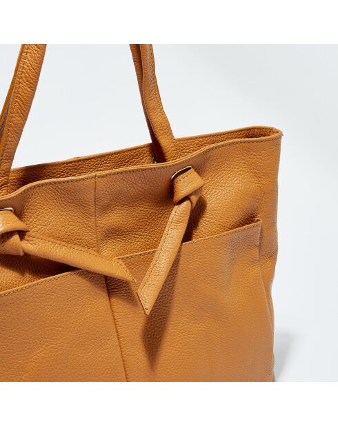 Sac cabas en Cuir Ly camel - 40x29.5x11 cm