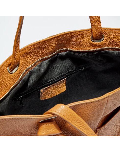 Sac cabas en Cuir Ly camel - 40x29.5x11 cm