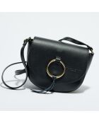 Schwarze Schultertasche aus christlichem Leder - 20x16x9 cm