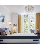 Matrassenset + 1 dekbed + 2 Balthazar wit/blauwe kussens - 160x200 cm